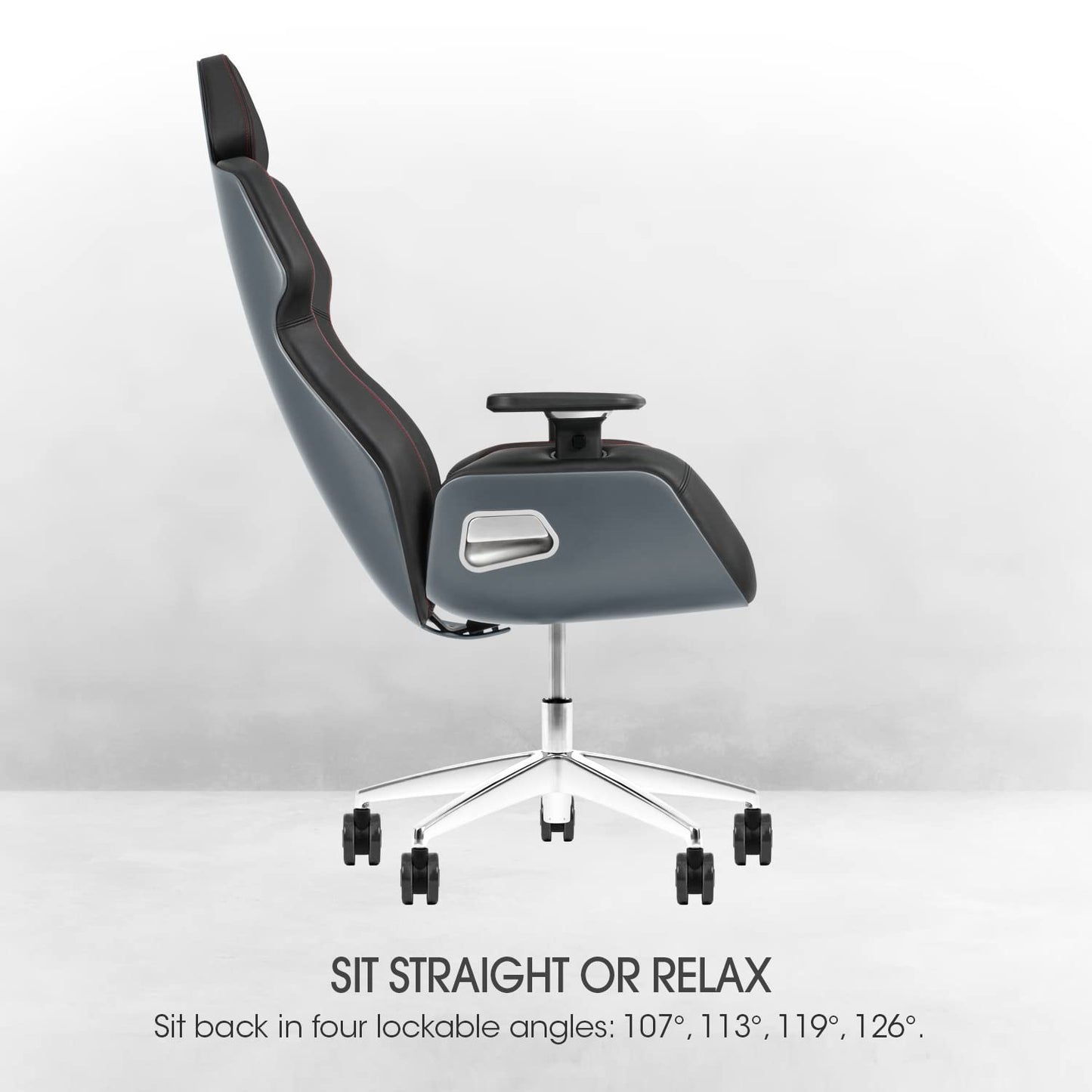 Thermaltake Argent E700 Real Leather Gaming Chair (Space Gray) Designed by Studio F∙A∙Porsche, GGC-ARG-BSLFDL-01 18.89D x 24.4W x 54.32H in