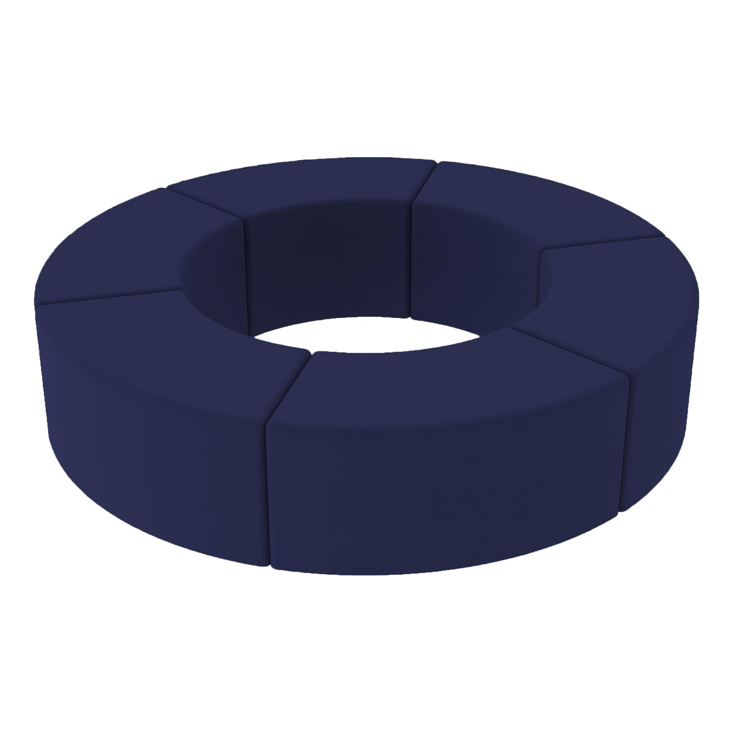 FDP Pro Series Upholstered Configurable S-Curve Accent Ottoman Seating Set (18" H) Collaborative Commercial Furniture for Hotel Lobby, Office, Restaurant, Waiting Room (6-Pack) - Navy