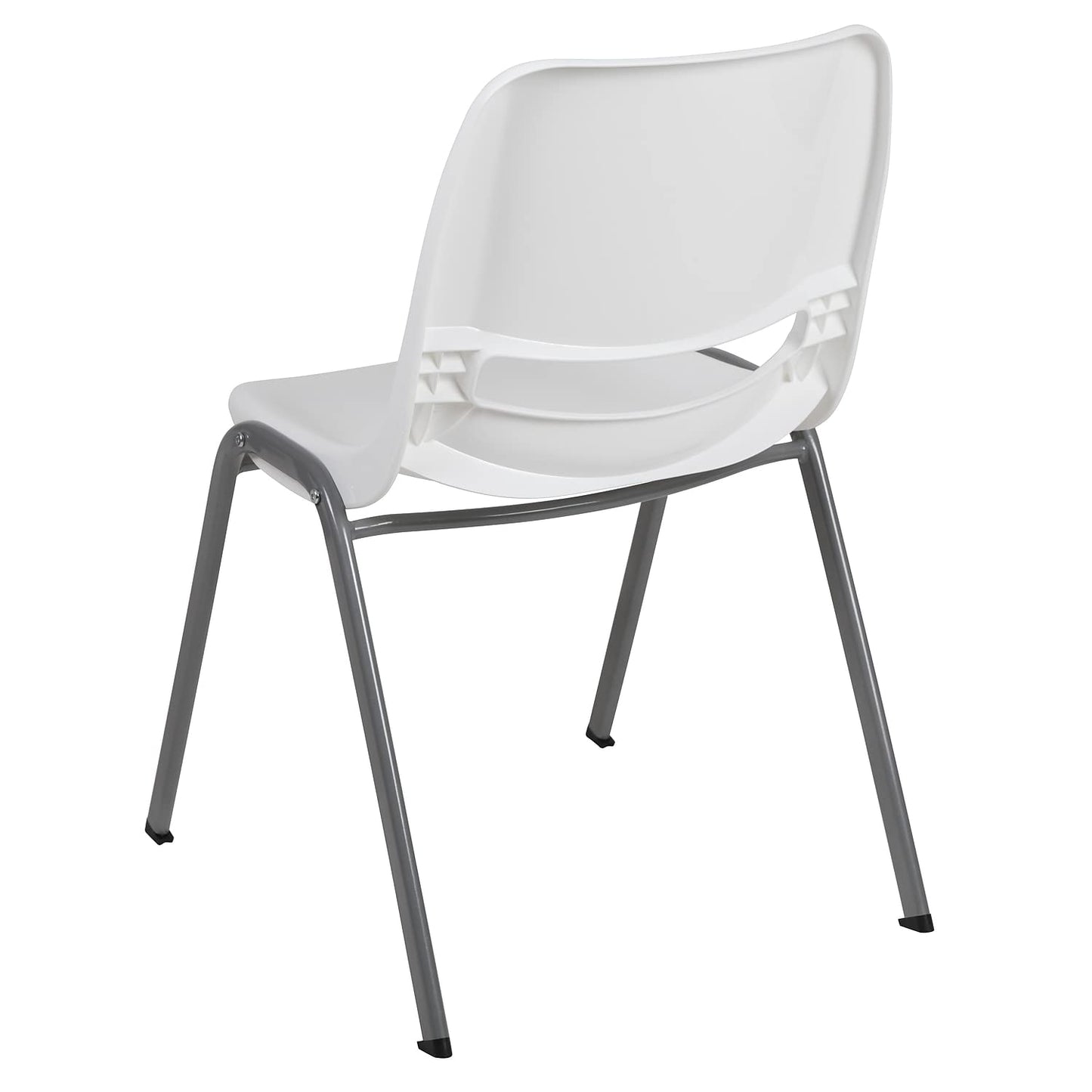 Flash Furniture HERCULES Series 5 Pack 880 lb. Capacity White Ergonomic Shell Stack Chair with Gray Frame