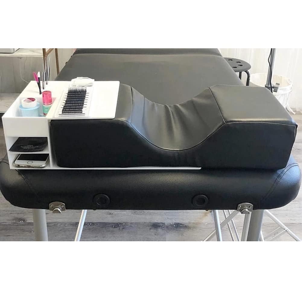 wdcfxy Professional Salon-Grade Lash Pillow for Eyelash Extensions - Black Leather Lash Bed Pillow with Memory Foam Support & Removable Washable Cover, Ergonomic Head Rest for Beauty Salons, Home Use