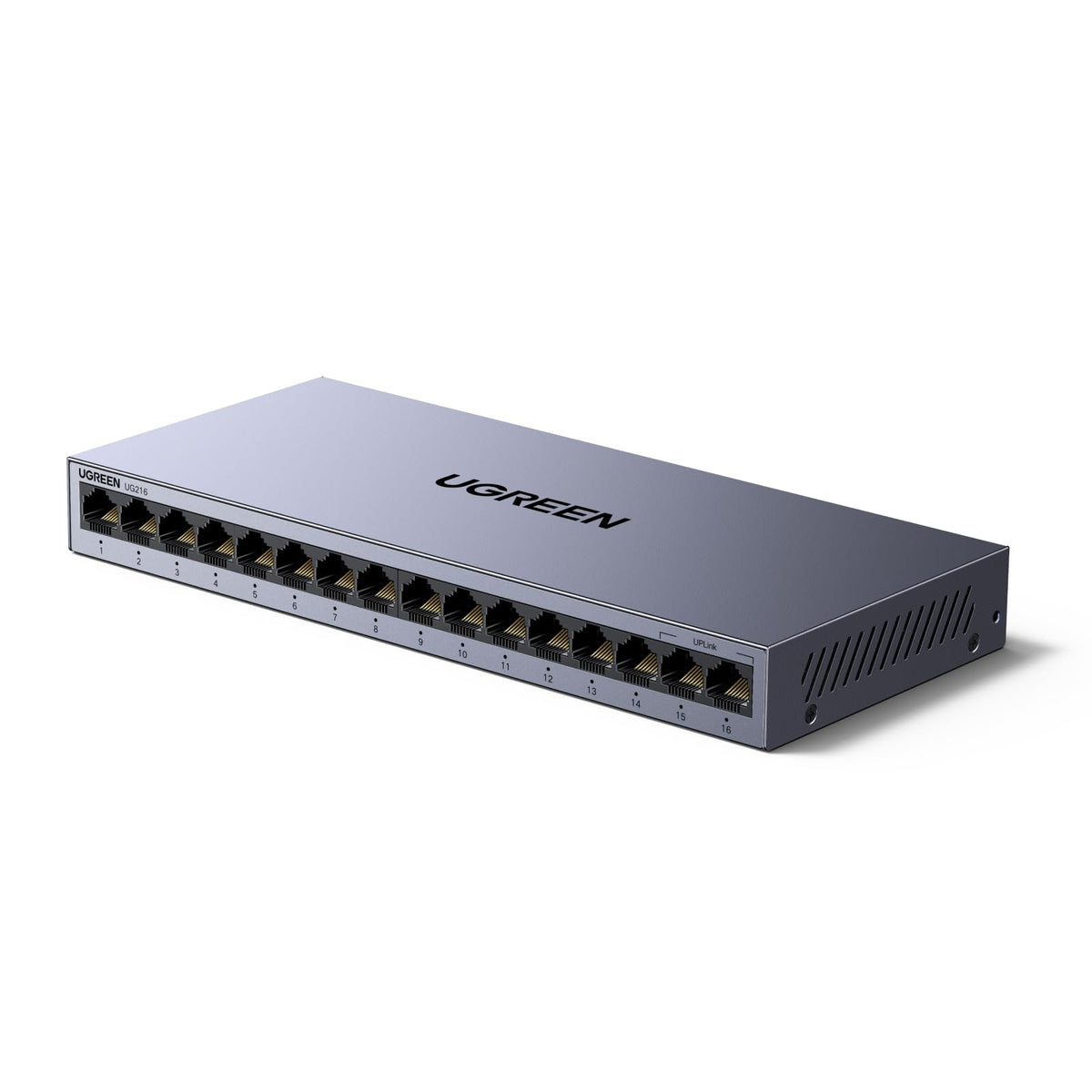UGREEN 16 Port Gigabit Switch, Plug & Play Ethernet Switch, Standard/VLAN Mode, Unmanaged Network Splitter for Office & Business, Metal Fanless Desktop & Wall Mount Hub for NAS, PC, Printer, Router