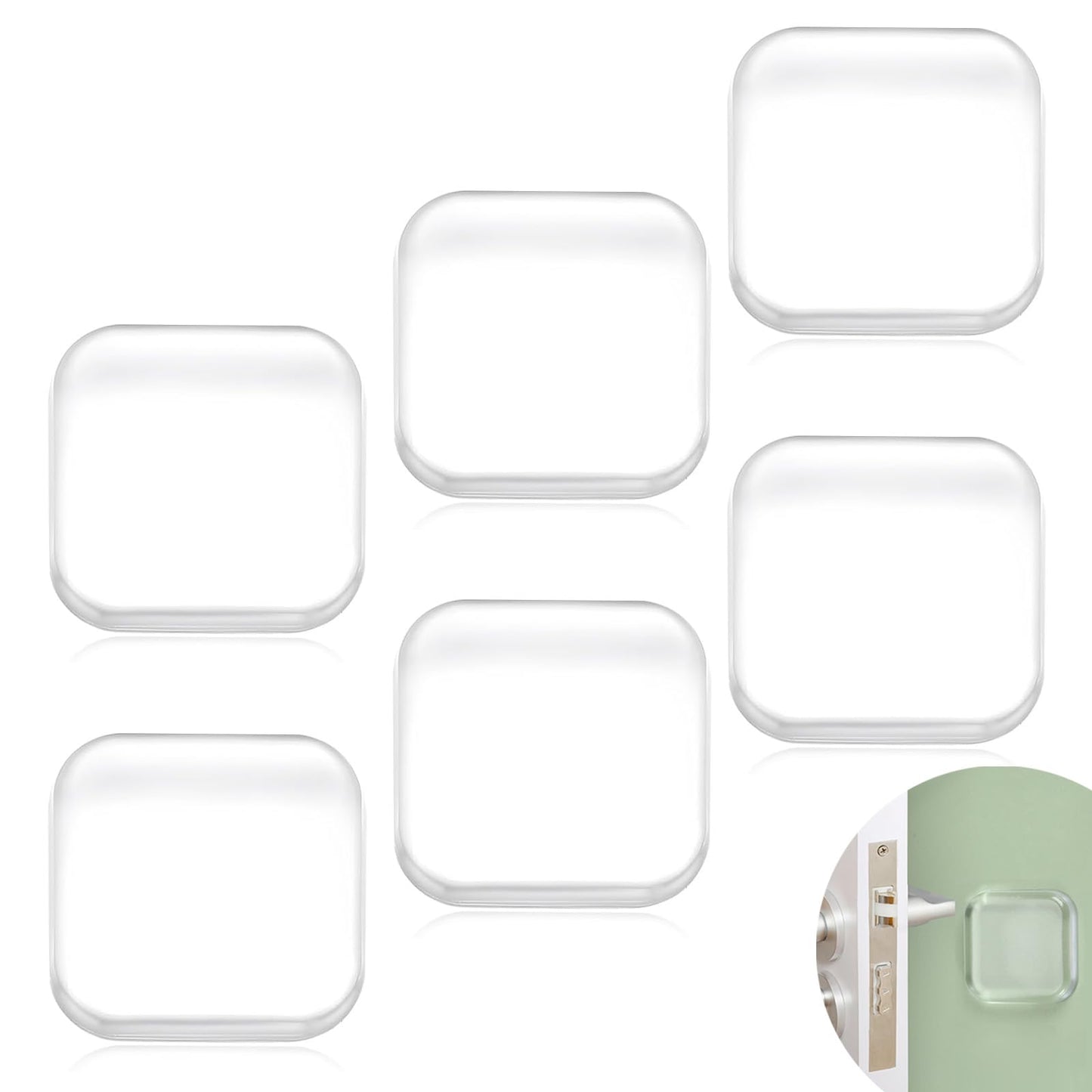 Door Stopper Wall Protector, Wall Shield Bumper Guard from Door Knobs,Sturdy Self Adhesive,Soft and Transparent,Washable Reusable Shock Absorbent Gel for Home Office (6, Transparent)
