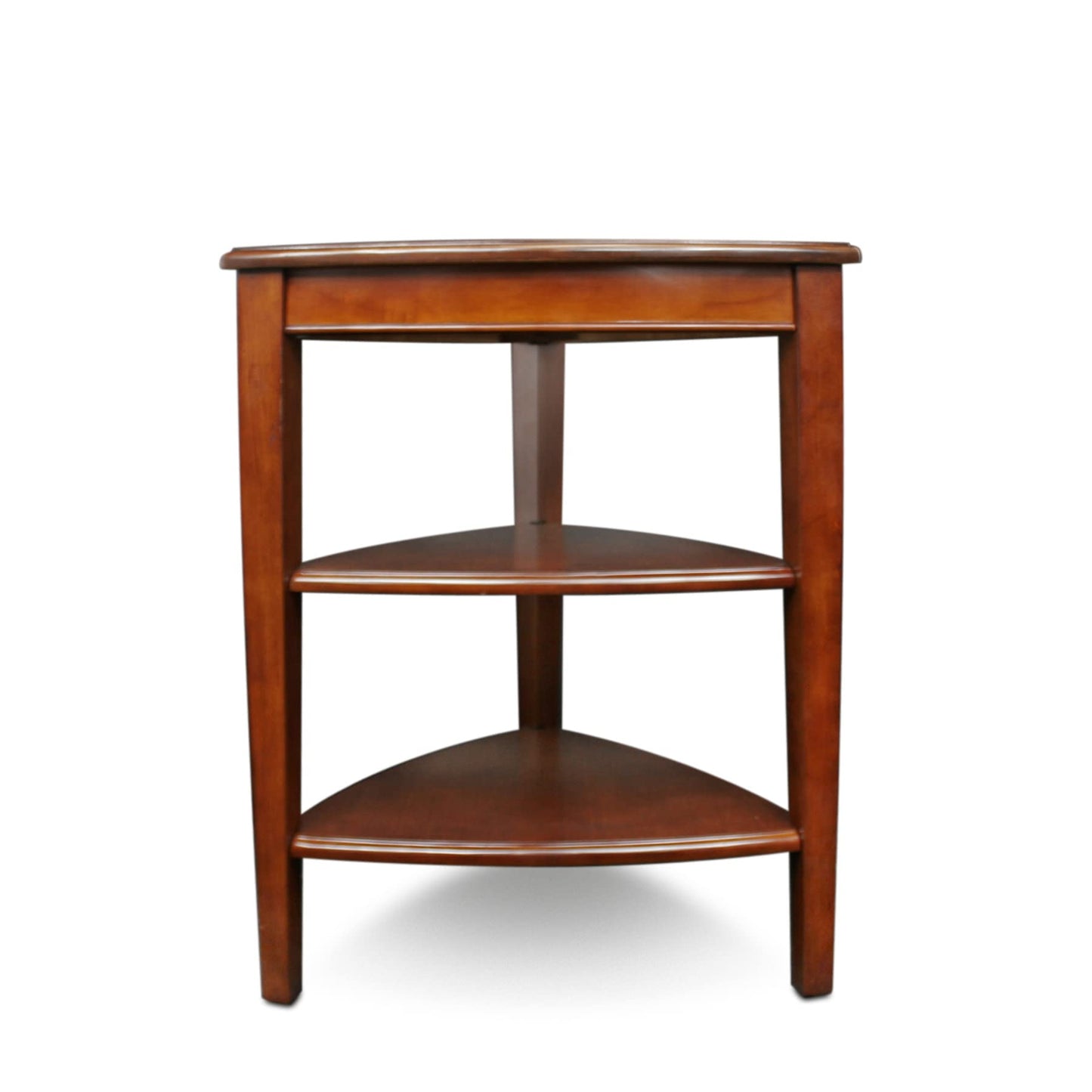 Shield Solid Wood Tiered End Table with Shelves, Glazed Auburn Brown, Perfect for Living Rooms, Bedrooms, and Small Spaces – Leick Home, 9009