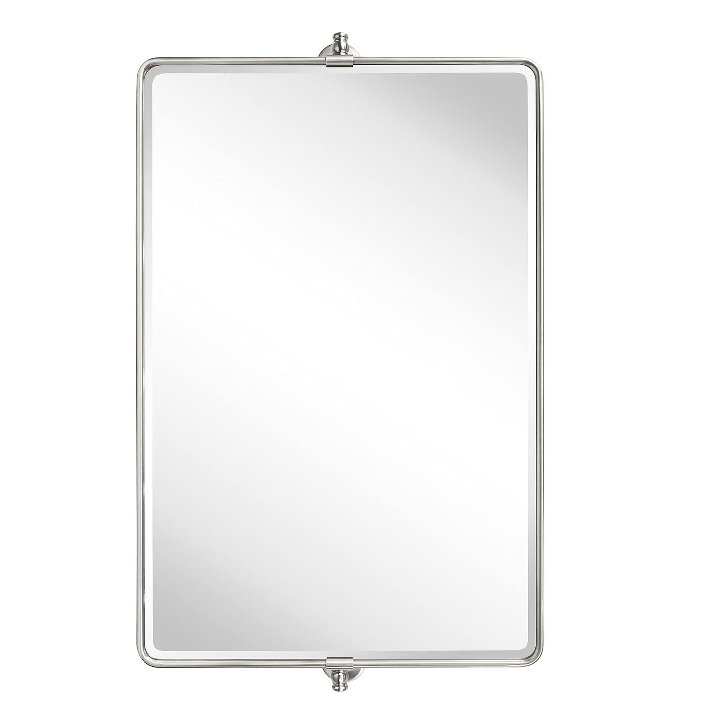 TEHOME Horizontal Pivot Bathroom Mirror Tilting Brushed Nickel Metal Framed Pivot Rectangle Rounded Rectangluar Vanity Mirrors for Wall, Overall 38.91 x 23 inches (Mirrror 35 x 23 inches)