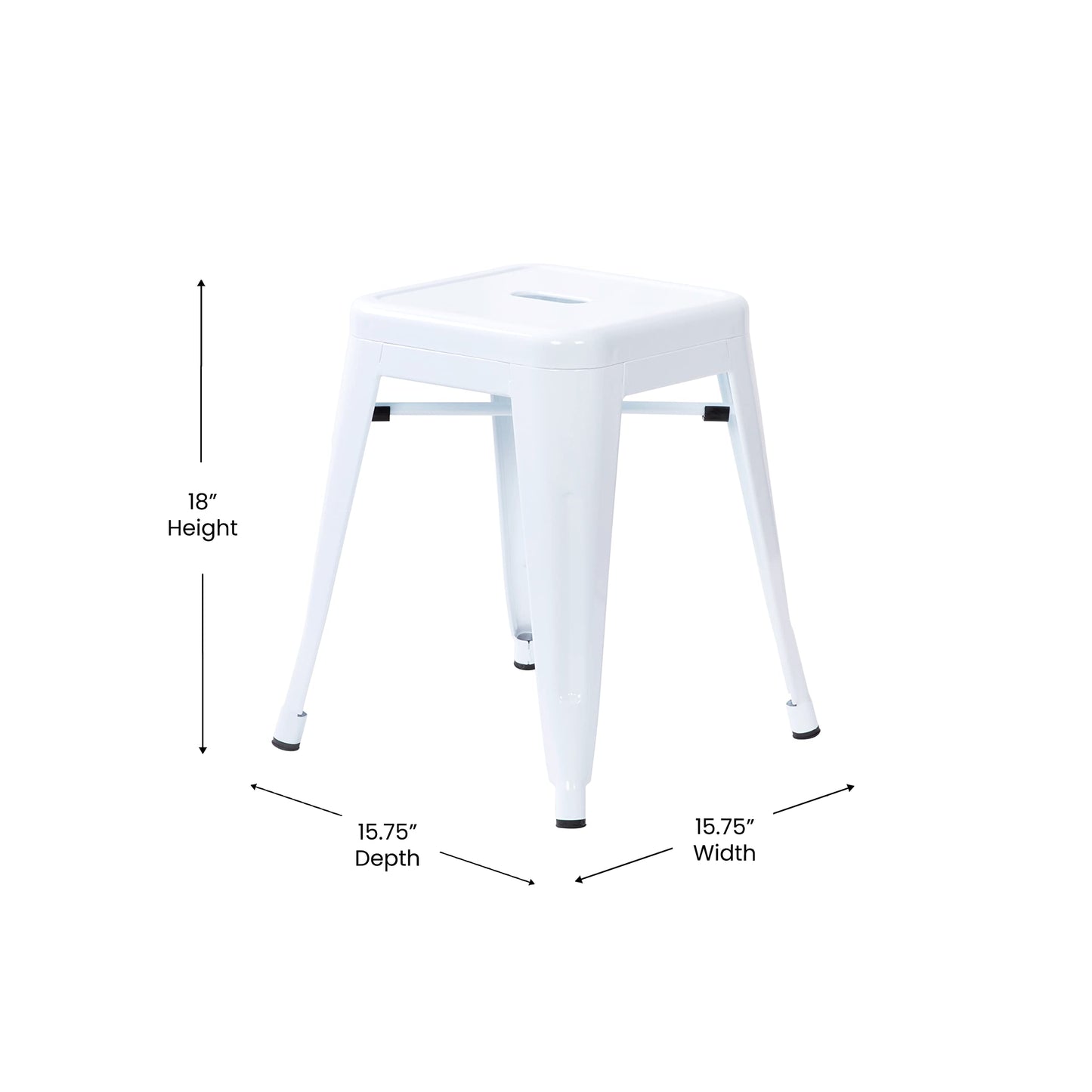 Flash Furniture Metal Dining Table Height Stool - Backless White Kai Commercial Grade Stool - 18 Inch Stackable Dining Chair - Set of 4