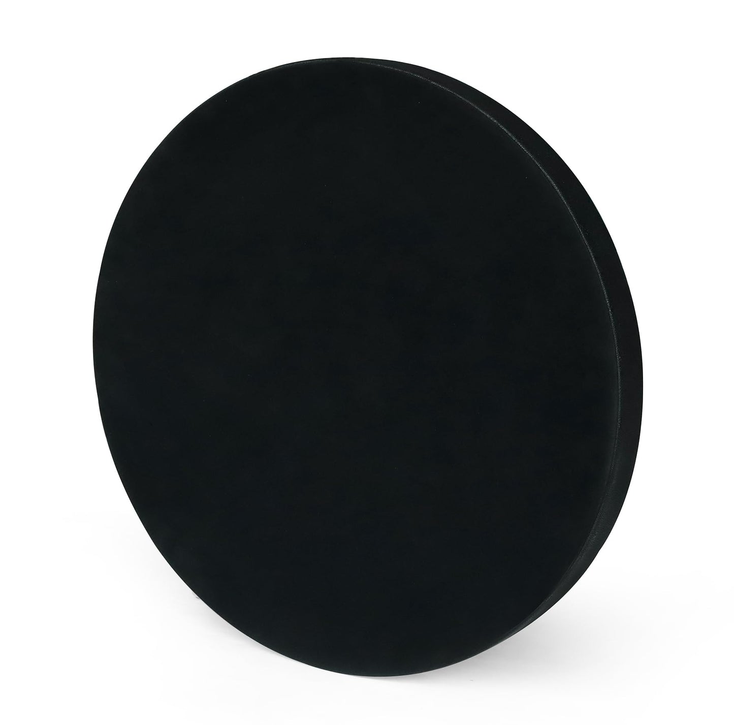 HofferRuffer Large Round Serving Tray 24'', Elegant Faux Leather Circle Ottoman Table Tray, Serve Tea Coffee Breakfast in Bedroom Living Room Kitchen (Classic Black)
