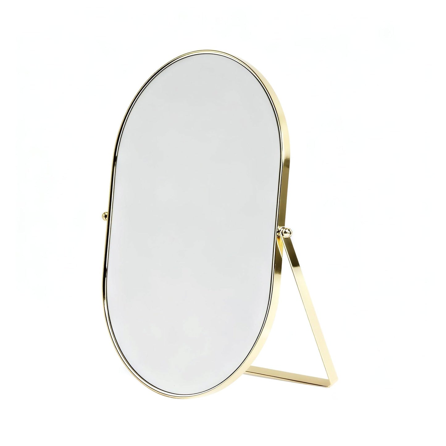 Feyarl Oval Vanity Table Mirror 12x8 Inch Desk Makeup Mirror Decorative Standing Cosmetic Mirror for Bedroom Bathroom Desk Dresser Table Desktop (Gold)