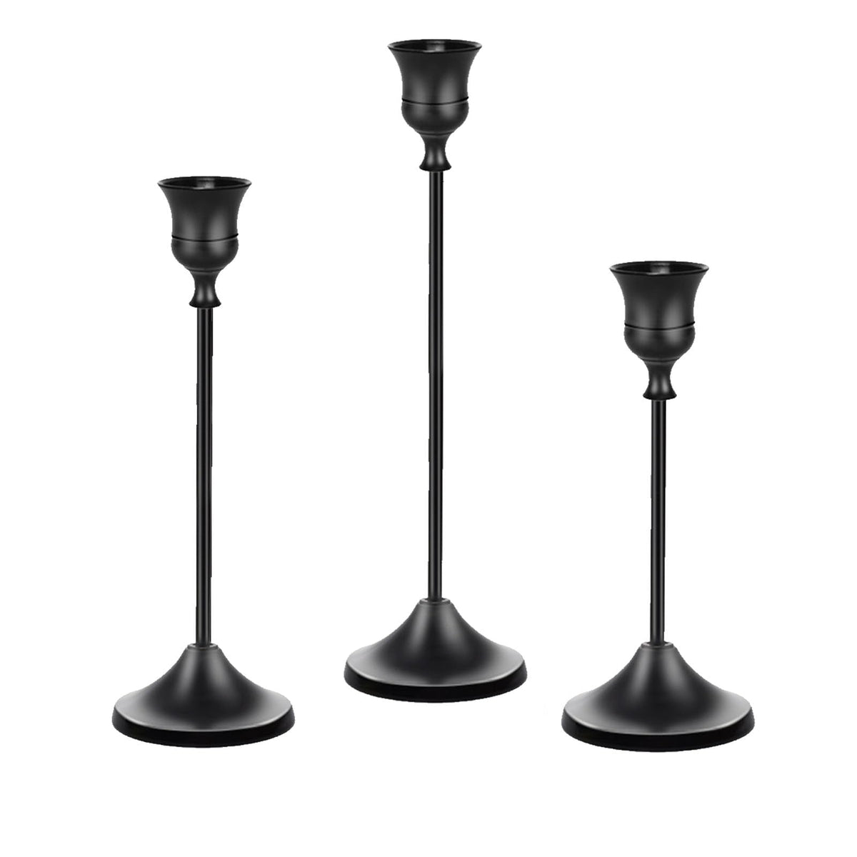 Bryzont Matte Black Candlestick Holders Metal Taper Candle Holders Modern Candle Stick Holder Set of 3 for Candlesticks, Farmhouse Home Decor, Dinning Table, Fireplace Mantel, Party