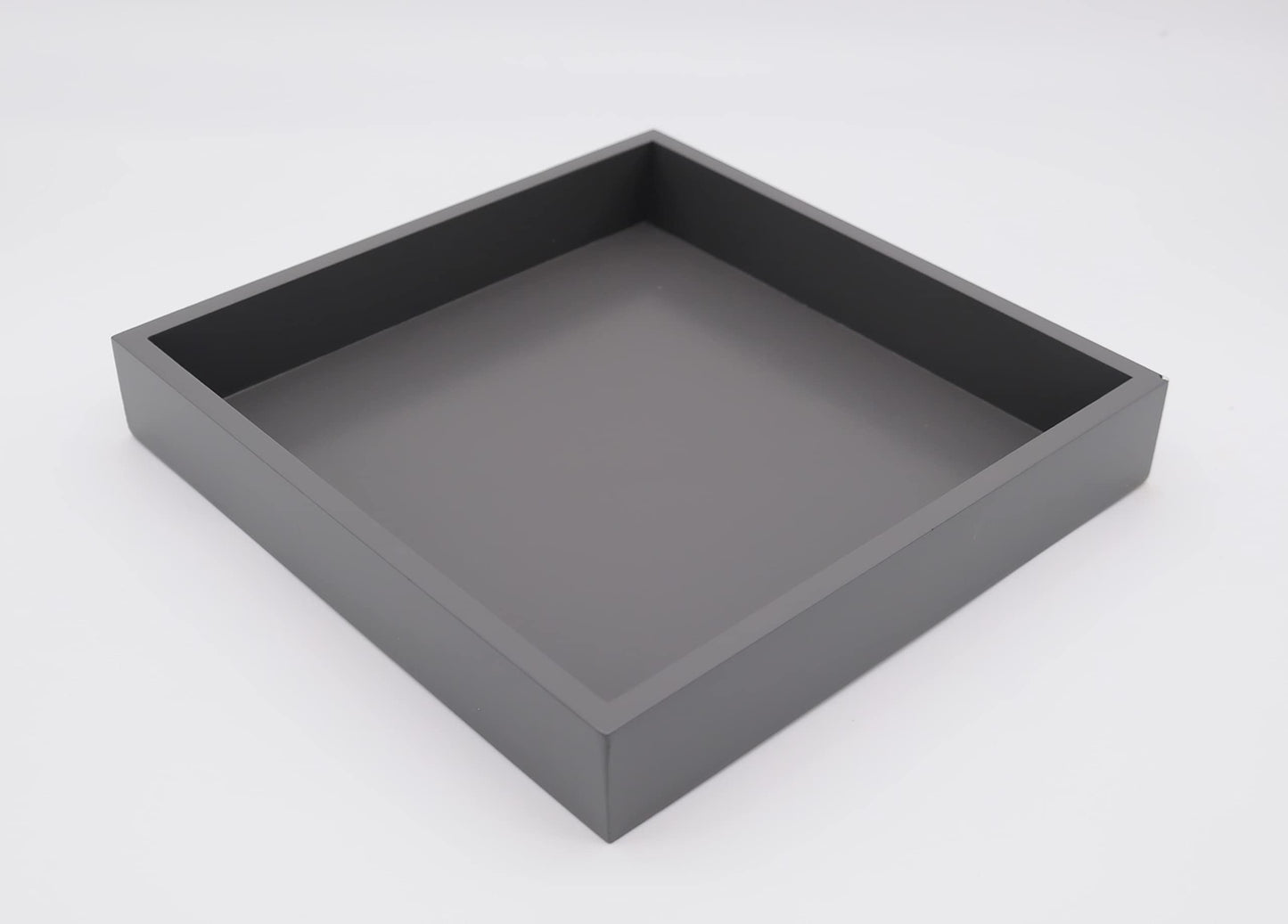 Montecito Home - 10"x10" Small Square Wood Decorative Tray for Office, Ottoman, Bathroom, Entry, Remote Controls, Countertop Organizer, Candle Tray- Charcoal