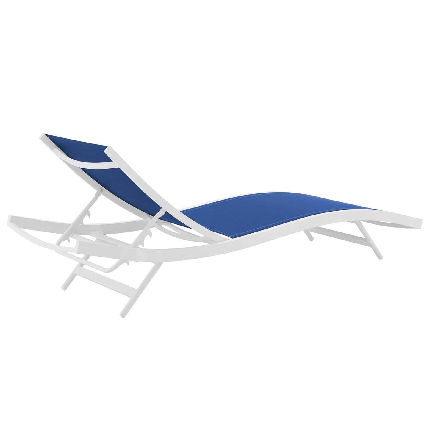 Modway Glimpse Outdoor Patio Mesh Chaise Lounge Set of 2 in White Navy