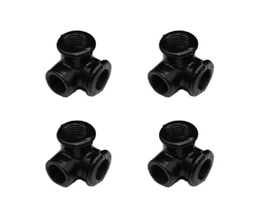 GeilSpace 3-Way, Malleable Iron Pipe Fittings - Vintage DIY Industrial Shelving, Industrial Decor, Furniture DIY (3/4", Black)