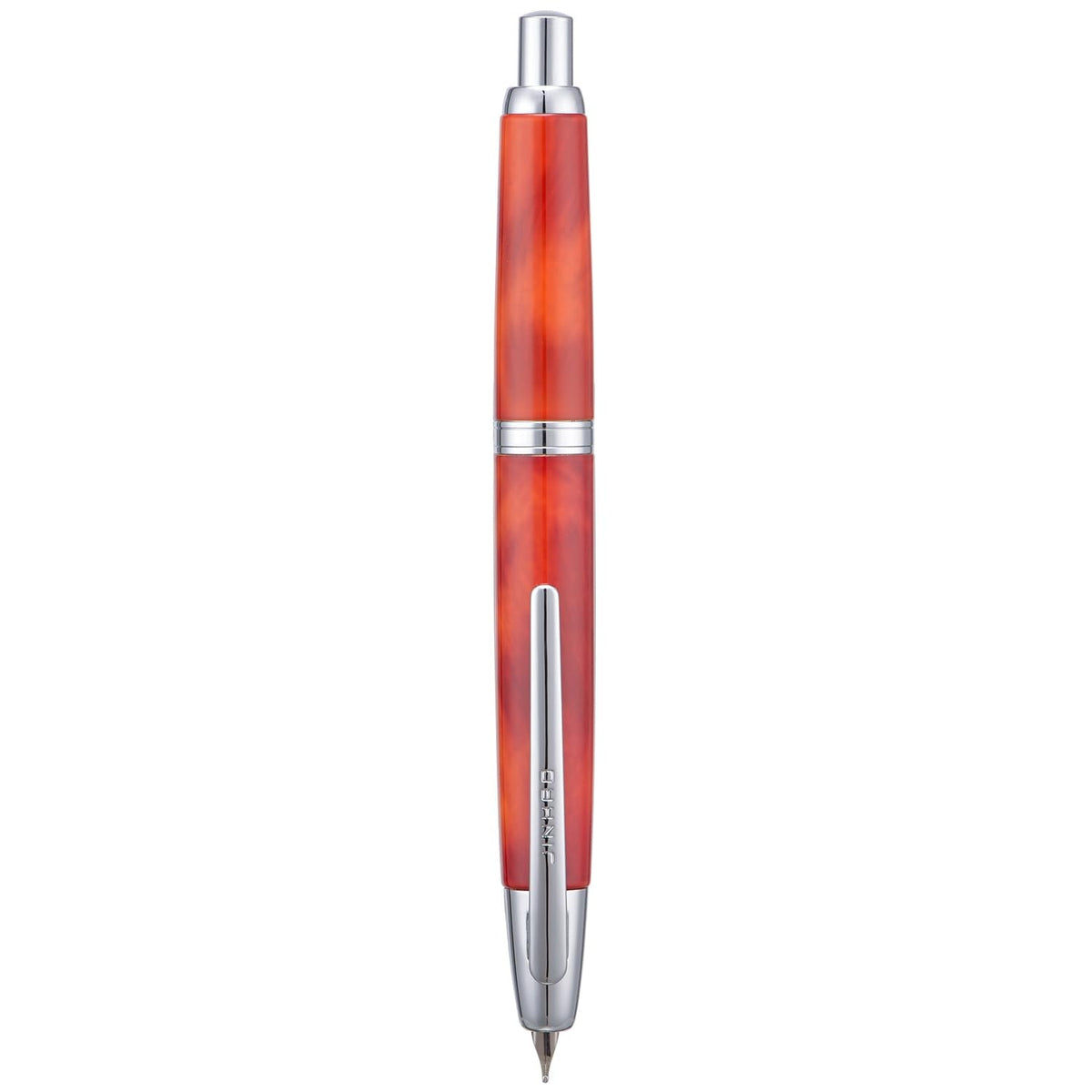 Jinhao 10 Press Fountain Pen with Box, Volcanic Red Retractable Extra Fine Nib with Ink Converter Set (Silver Clip)