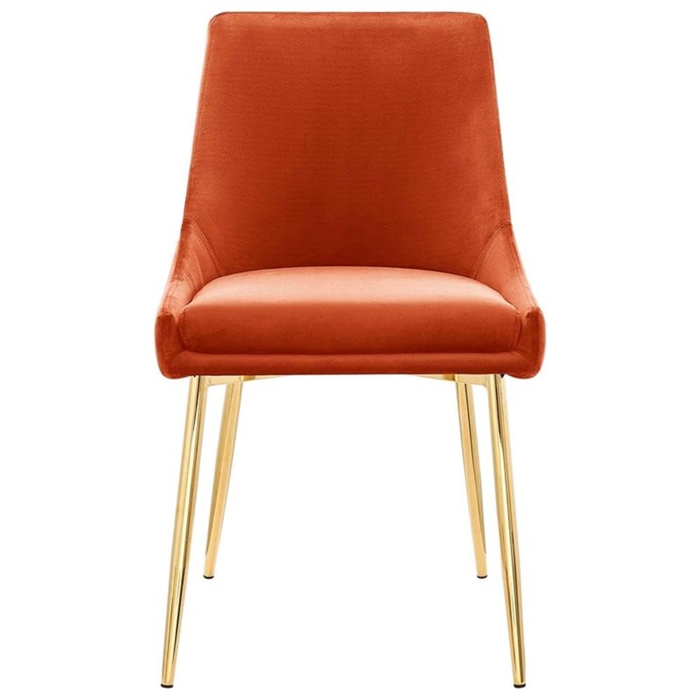 Modway Viscount Performance Velvet Upholstered Side Dining Chairs in Gold Orange - Set of 2