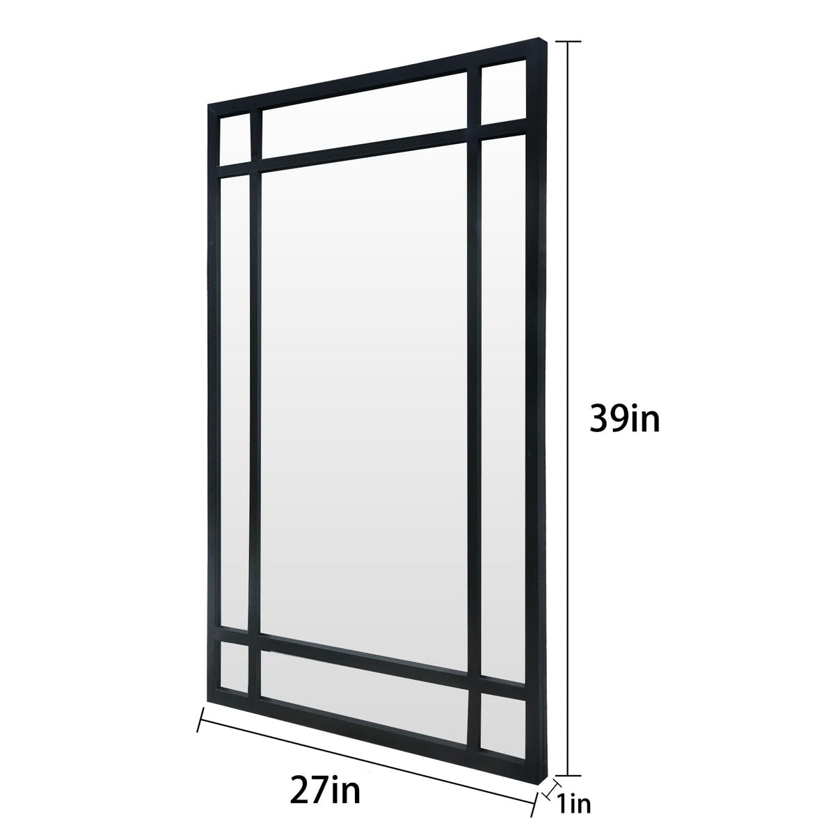 HQiJun Black Rectangle Mirror, Farmhouse Decorative Wall Mirror for Entryway, Living Room, Bedroom, Hallway, Fireplace, Accent Wall Decor (Black1, 39'' x 27'')