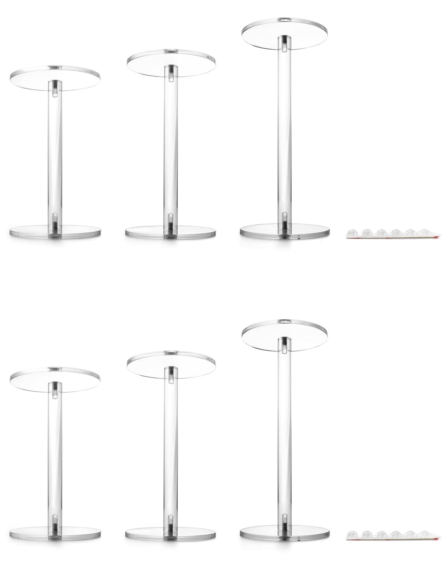 QWORK Round Acrylic Display Stand, 2 Sets Premium Clear Round Riser Stands