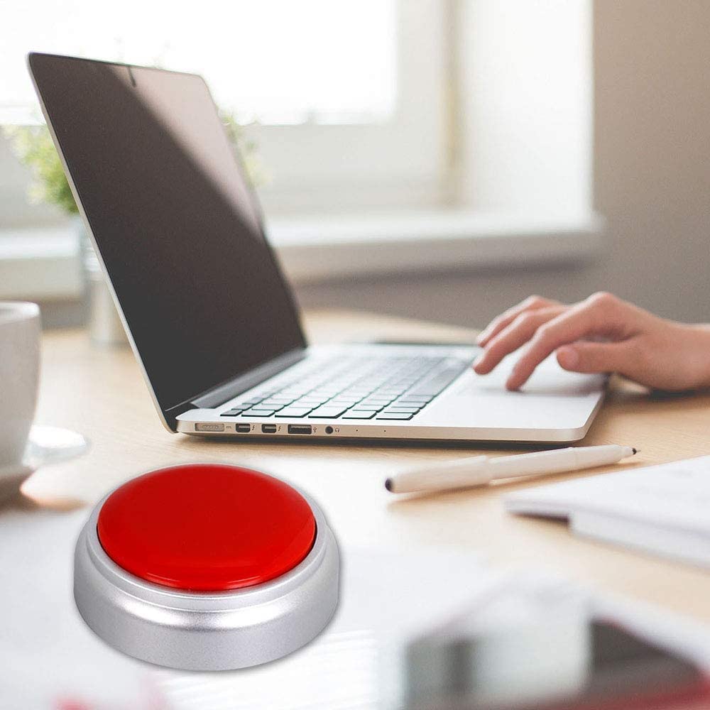Recordable Button Voice Recording Button Dog Buttons for Communication Game Buzzer 30 Seconds Recordable Answer Buzzers Funny Gift for Office Home (Silver)