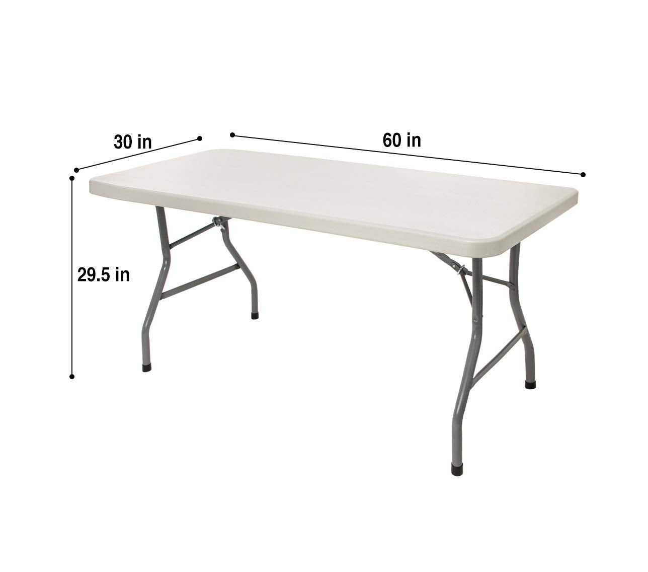 OEF Furnishings 5 Foot Heavy Duty Folding Table, 30" x 60", Light Grey & Lifetime 80160 Commercial Height Adjustable Folding Utility Table, 4 Feet, White Granite