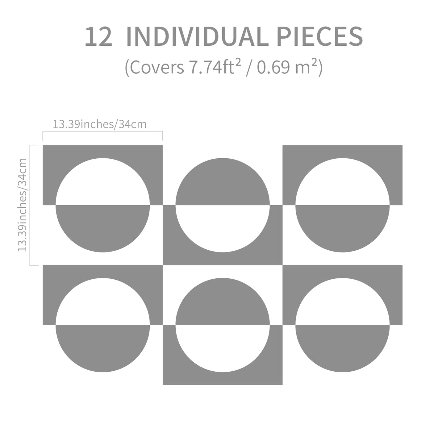 MidModArt 12PCS PVC Modular Decorative Fretwork Wall Panels for Living Room Lobby Bedroom, Half Circle-Walnut Faux Walnut Wood Texture