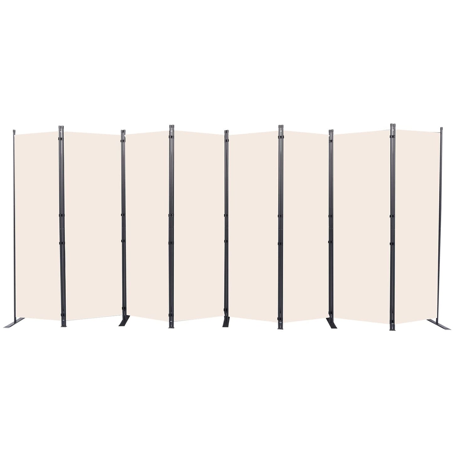 CHOSENM Room Divider, 8 Panel Folding Privacy Screens with Wider Support Feet, 6 Ft Portable Room Partition for Room Separator, 176" W X 71" H, Beige