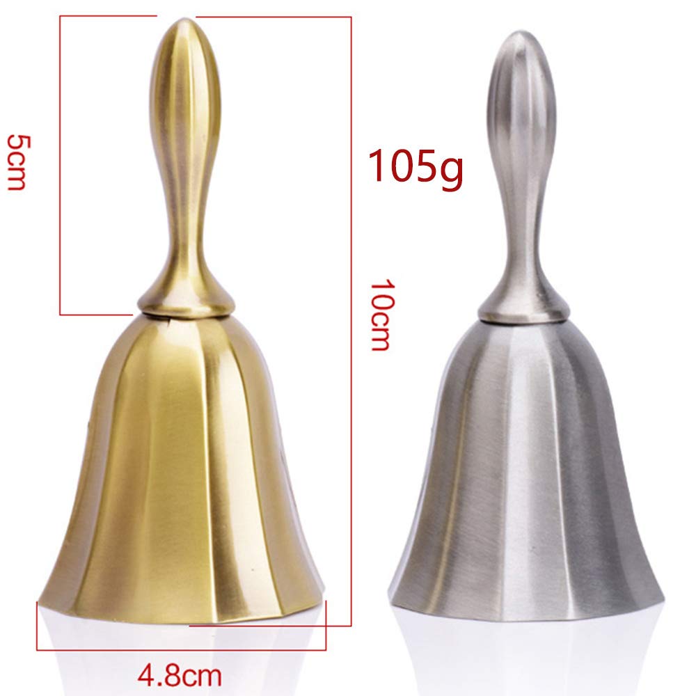 (None) Reception Dinner Hotel Classroom Bell Gold Silver for Adults hand bell for seniors Kid Counter Hall Table hand bell loud bells for adults (gold)
