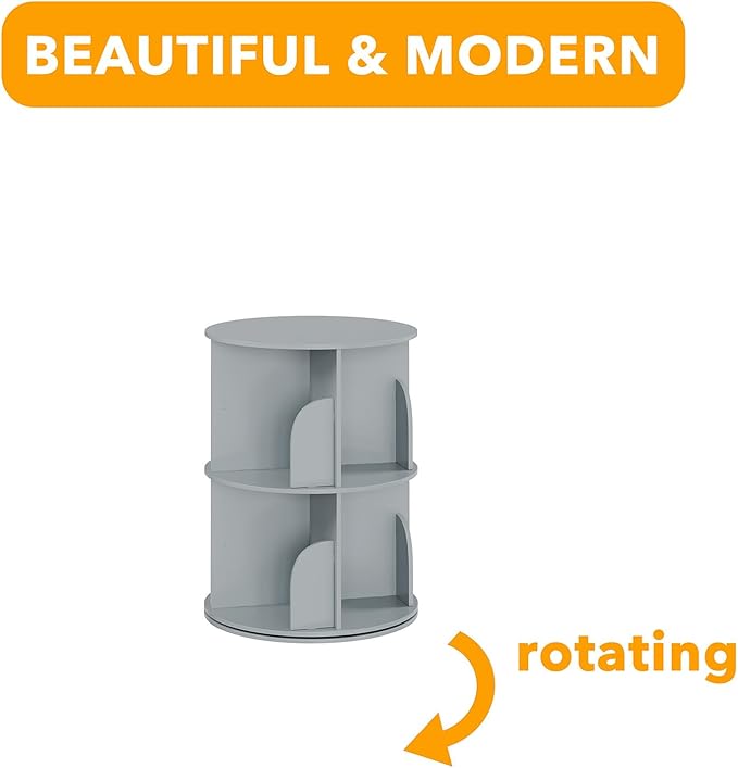 SpaceAid 2 Tier Rotating Bookshelf Tower, Spinning Bookcase Lazy Susan