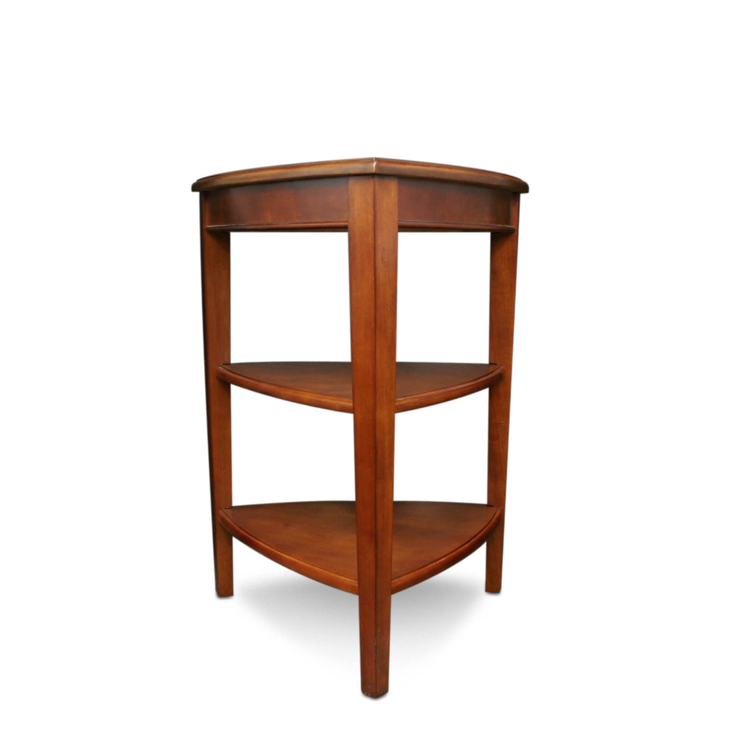 Shield Solid Wood Tiered End Table with Shelves, Glazed Auburn Brown, Perfect for Living Rooms, Bedrooms, and Small Spaces – Leick Home, 9009
