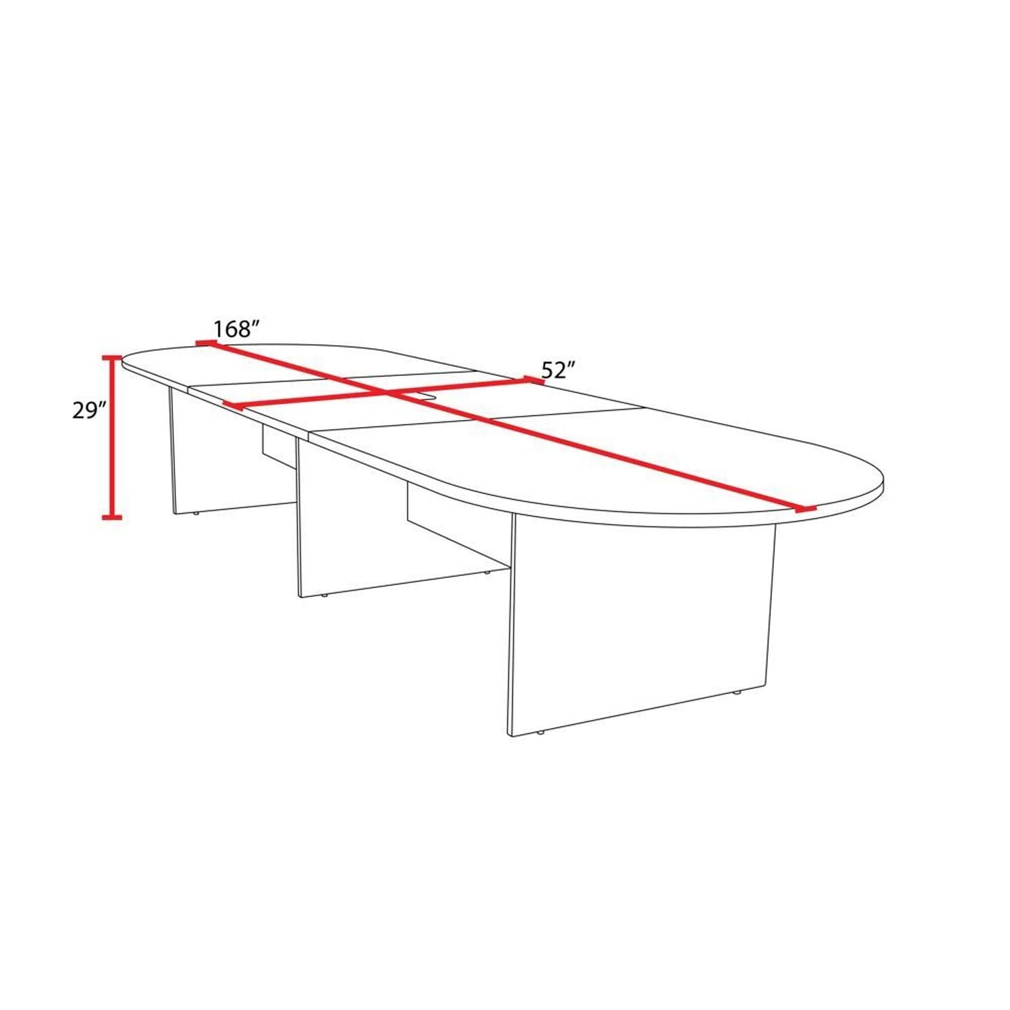 Regency Legacy 14 ft Racetrack Laminate Conference Table with 1 Charging Port, Durable Construction, Scratch-Resistant Surface, and Modern Design for Professional Office Workspaces - Cherry