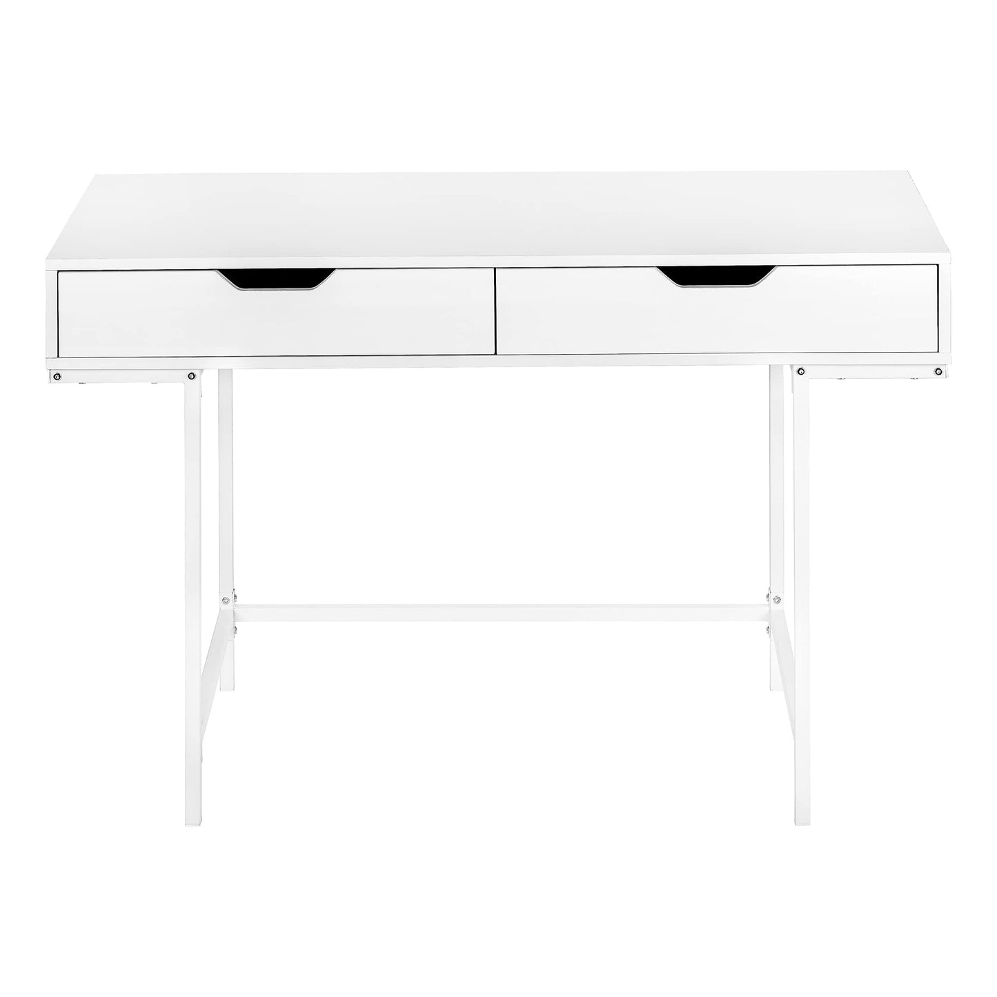 Monarch Specialties I 7554 Computer Desk, Home Office, Laptop, Storage Drawers, 48" L, Work, Metal, Laminate, White, Contemporary, Modern