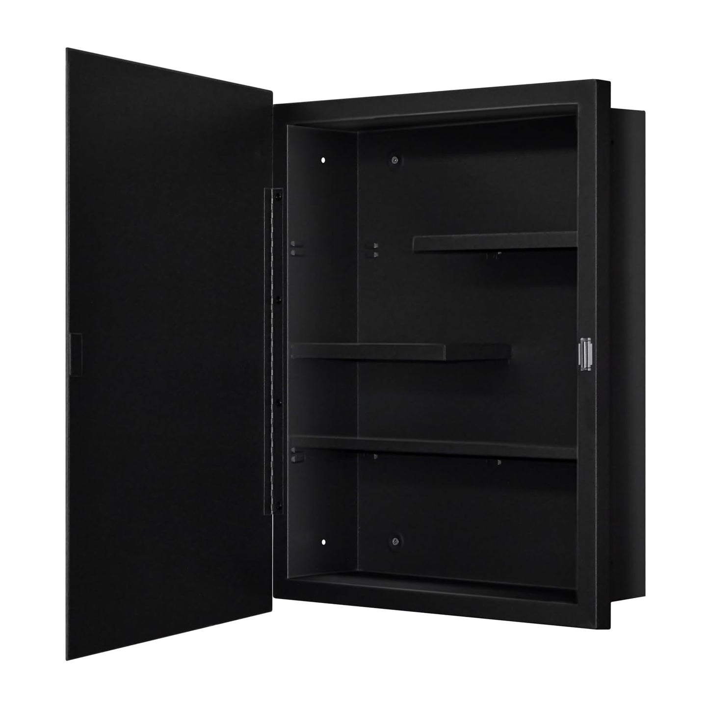 Fundin Black Medicine Cabinet with 16 x 20 Beveled Mirror & Adjustable Staggered Shelves, Recessed or Surface Mount Bathroom Medicine Cabinet