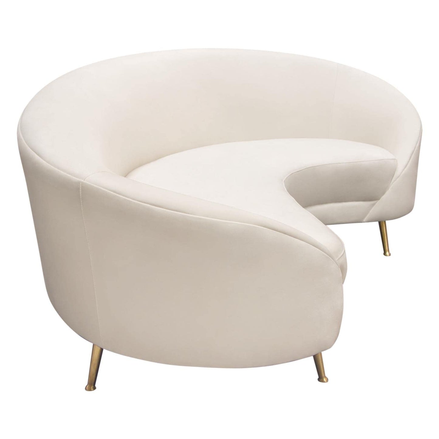Celine Curved Sofa in Light Cream Velvet
