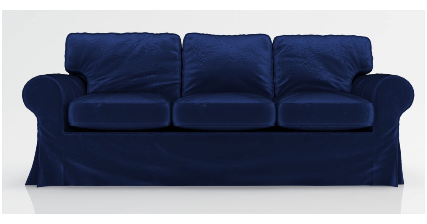 Velvet Pets Friendly Sofa Covers Custom Made Compatible for IKEA Ektorp Three Seat Sofa Slipcovers (Velvet Blue Ektorp 3)