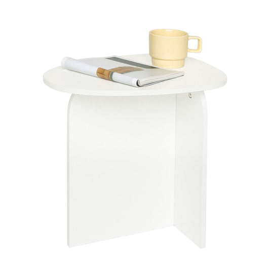 AWASEN White Side Table, Small Triangle End Table Living Room, Modern Accent Table with Unique Tabletop, Mini Bedside Table for Small Spaces, White