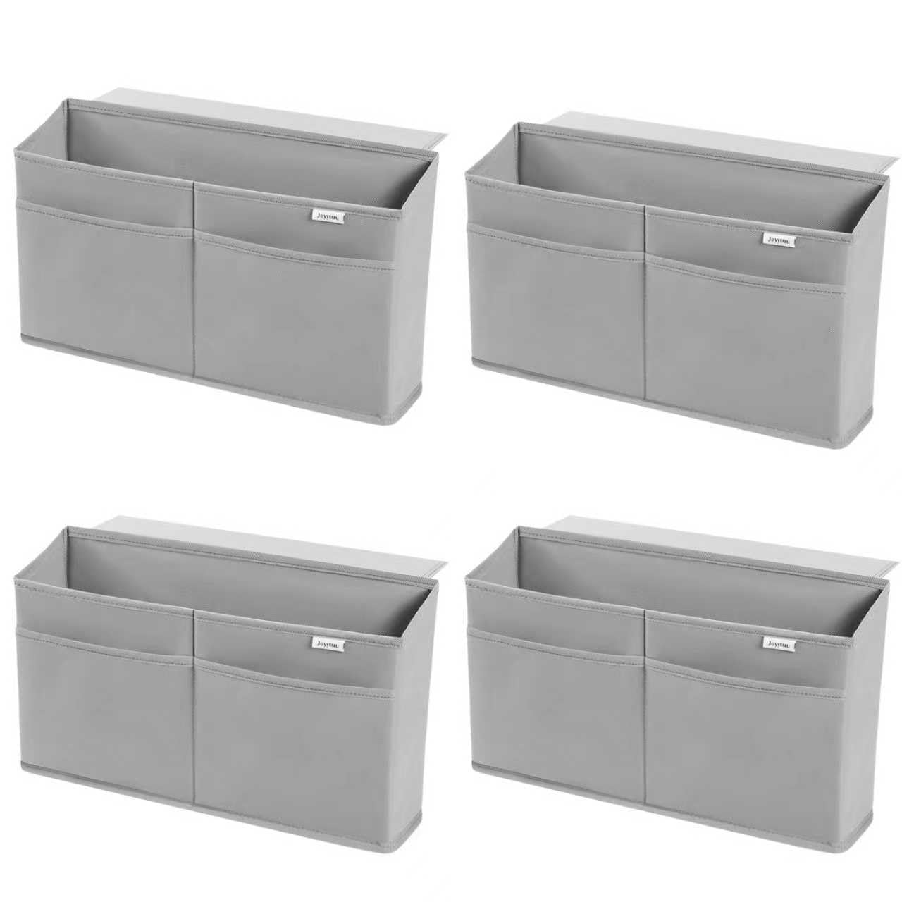 JOYYTUU 4 Pack Desk Side Hanging Organizer, Adhesive Storage Bag with Pockets for Magazine Ipad Notebook, for End Tables Home Office Desks Computer Workstations Dressing Table, Grey