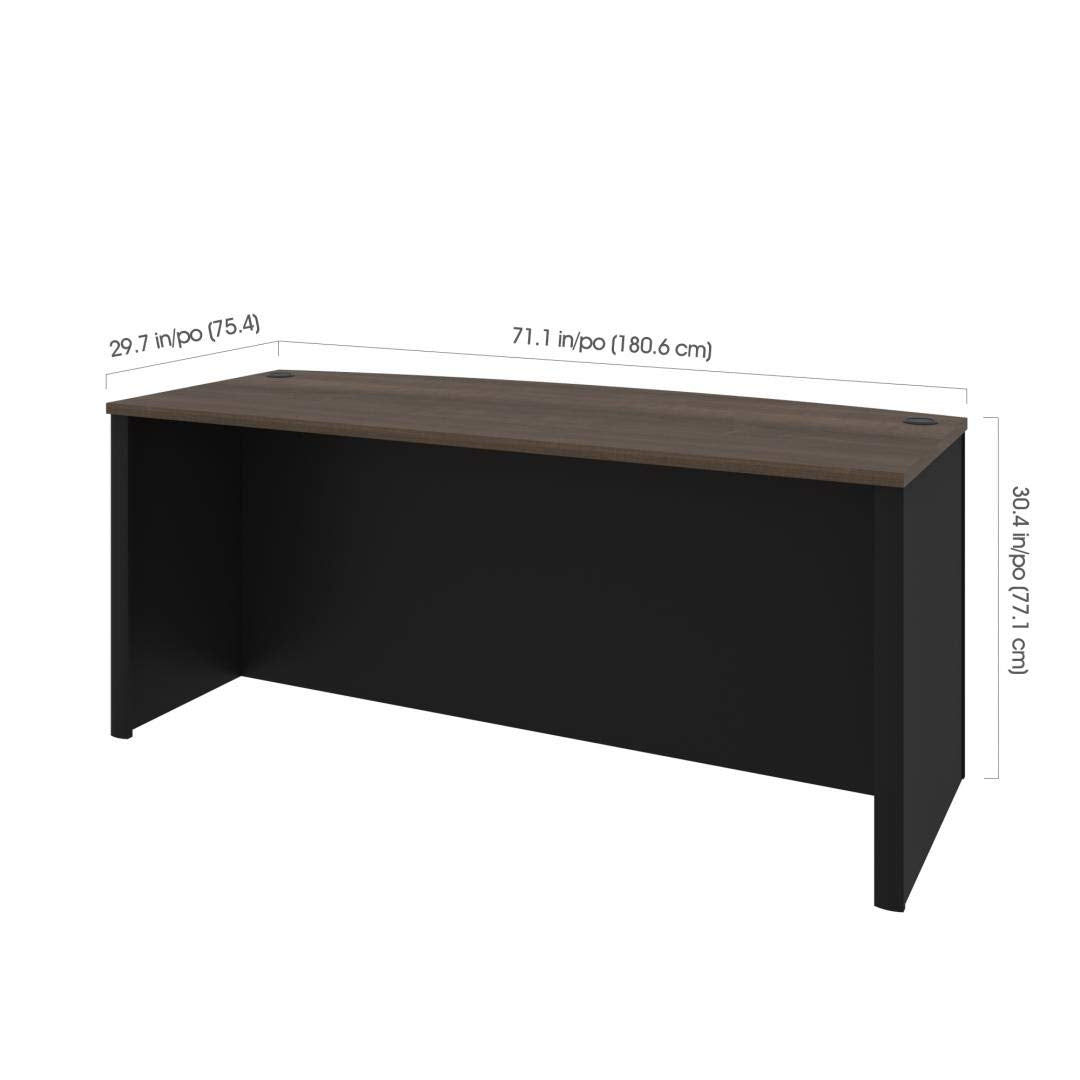 Bestar Connexion Desk Shell, 72W, Antigua & Black, Professional Workstation, Large Desktop Solution, Home Office Table for Workspace