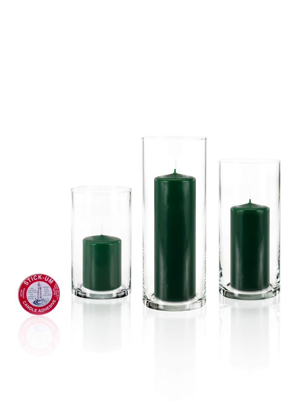 yummi Set of 12 Slim Pillars and Cylinder Vases - Hunter Green