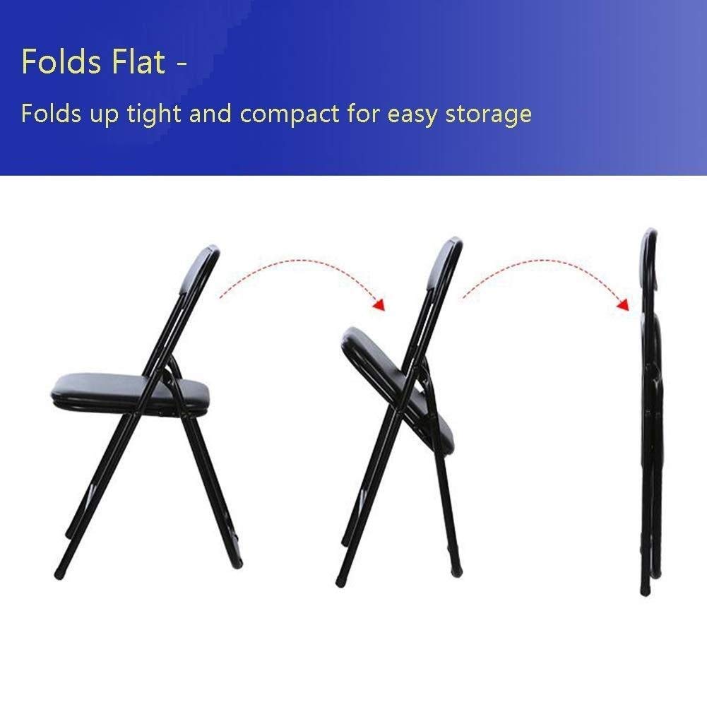 Folding Chair Black Office Conference Backrest Chair Metal Frame Visitor Padded Fabric Desk Chair Portable Security (Size : 6 Chairs)