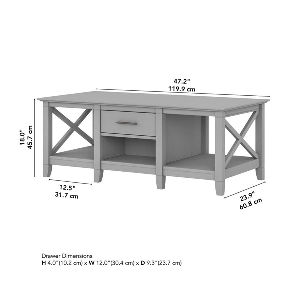 Bush Home Key West Coffee Table with Storage in Cape Cod Gray