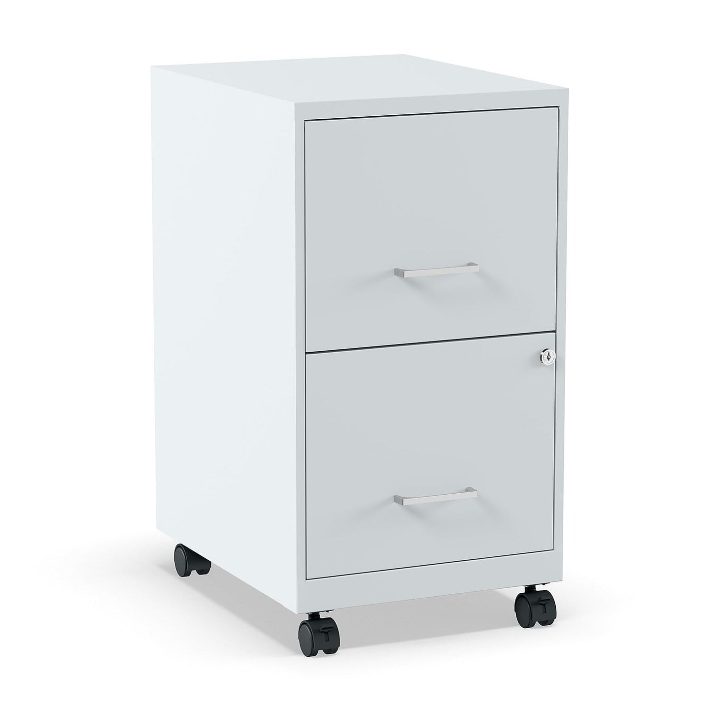 Staples 2-Drawer Vertical File Cabinet, Letter Size Documents, Lockable & Mobile, 18" D x 14" W x 26.3" H, Gray