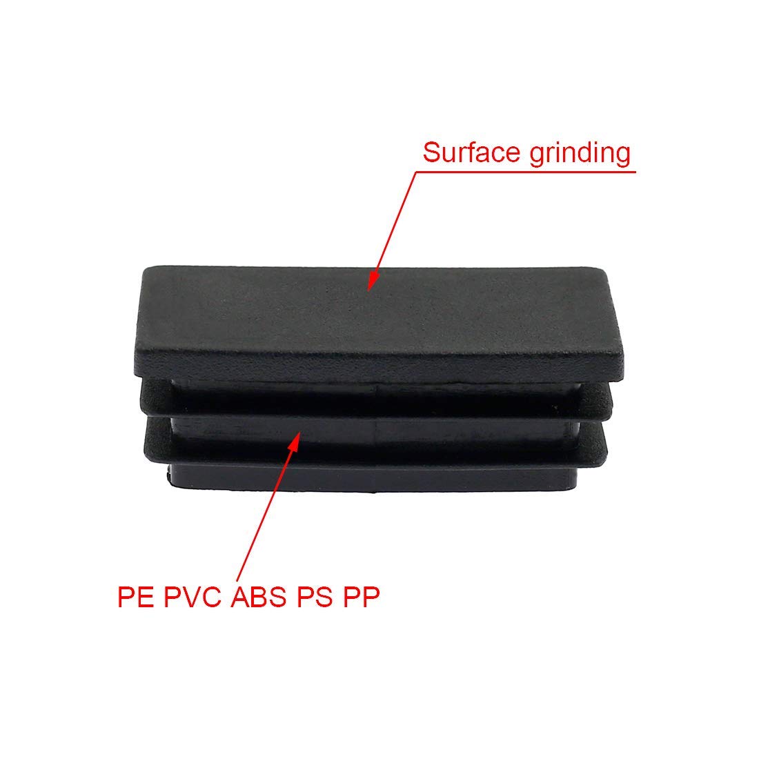 Suiwotin 12PCS 3/4 x 1 1/2 Inch (20x40mm) Rectangle Black Plastic Plug End Cap Plastic Rectangle Furniture Foot Table Chair Legs Tube Inserts Pipe Tubing End Cap