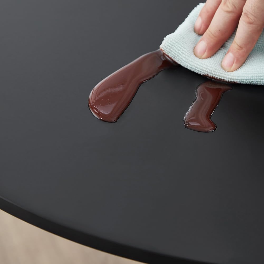 HYYTEIBL 27.3" Tulip Dining Table, Black, Perfect for 2-4 People, Mid-Century Modern Style, Round MDF Top with Sturdy Base for Dining Room, Living Room, Cafe