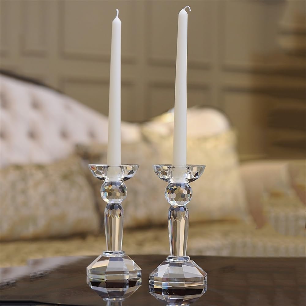 Candle Holders Creative Crystal Candle Holder, Elegant Candle Holder, Centerpiece for Weddings, Churches, Halloween, Dining and Home Decoration Decorative Candlestick(Small)