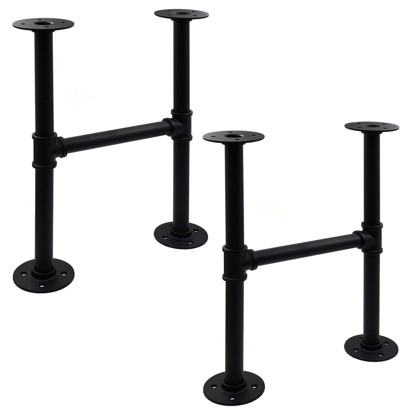 Itvexeme 16 Inch Industrial Pipe Table Leg Set, Iron Base Legs for Coffee Tables, Desks, NightstandVintage, Dark Grey Black Rough Pipes, 2pcs