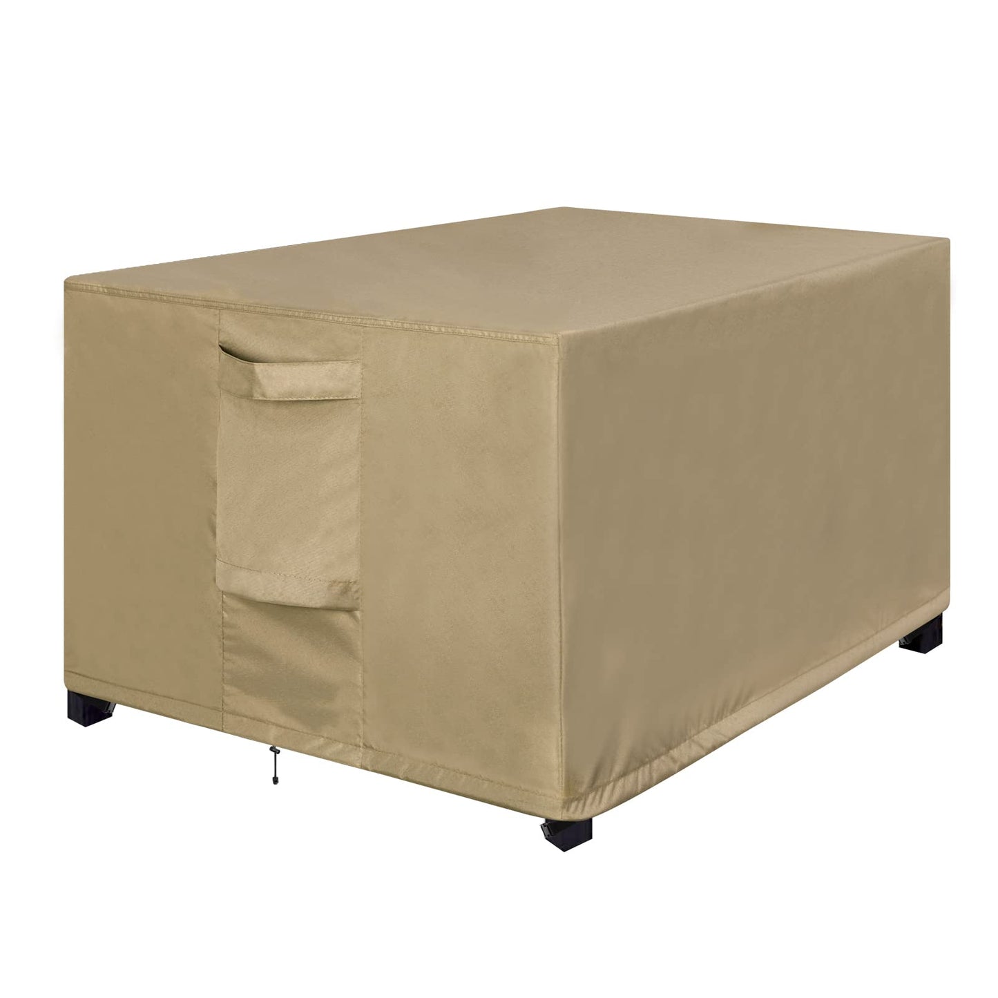 OutdoorLines Outdoor Waterproof Patio Ottoman Covers - Rectangle UV-Proof Patio Side Table Cover Windproof Heavy-Duty Furniture Covering Protector 48L x 25W x 18H Inch, Camel