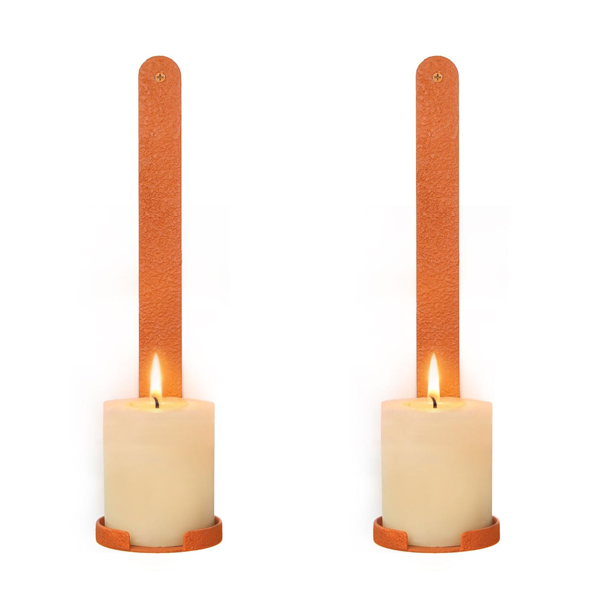 AimtoHome Orange Wall Candle Sconces Set of 2, Cast Iron Wall Mounted Candle Holders, Multi-Purpose Farmhouse & Minimalist Modern Decor for Living Room, Hallway