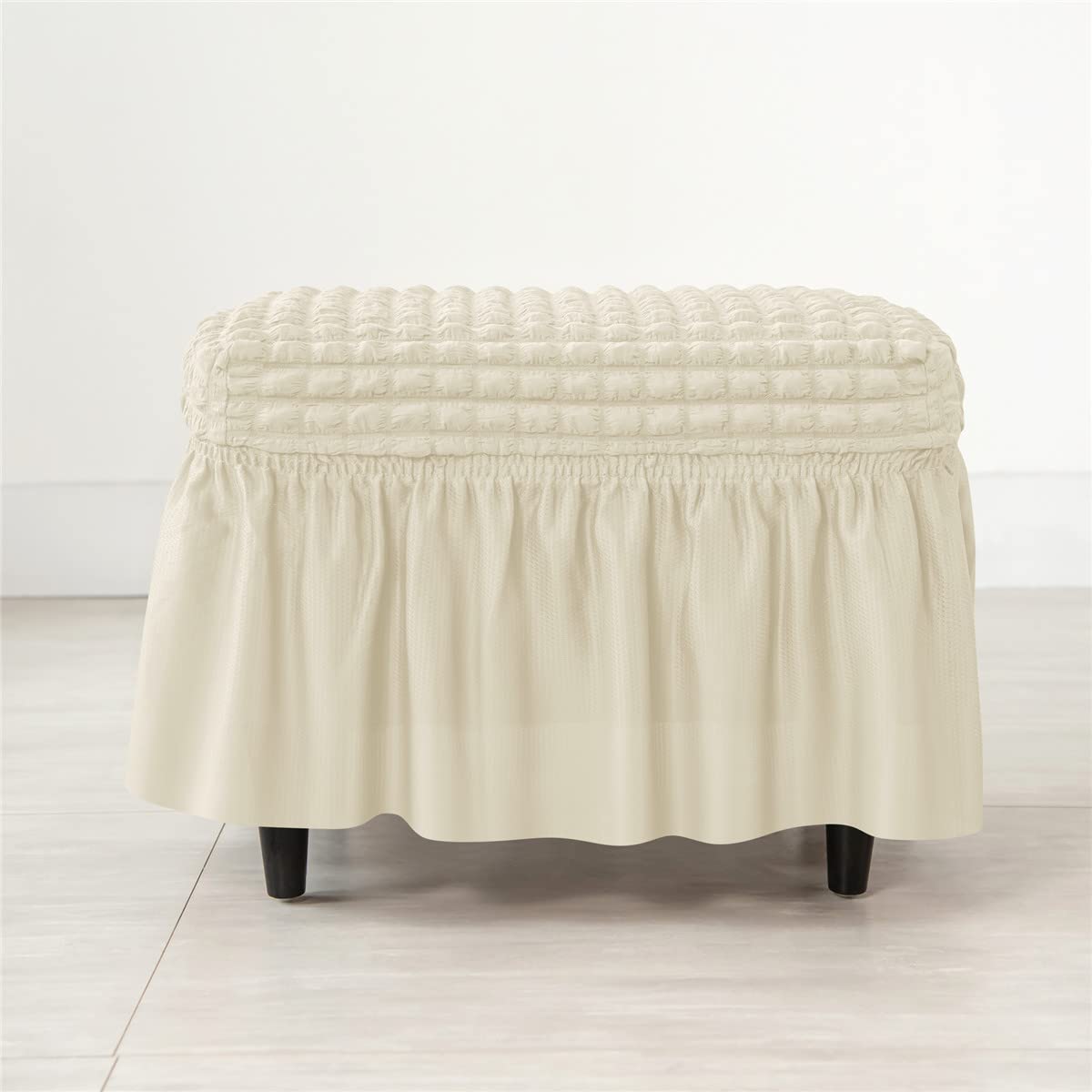 SZJIAHTM Lattice Stretch Ottoman Cover Soft Stretch Slipcover with Skirt Polyester Rectangle Footstool Modern Furniture Protector Bubble Covers for Living Room and Bedroom