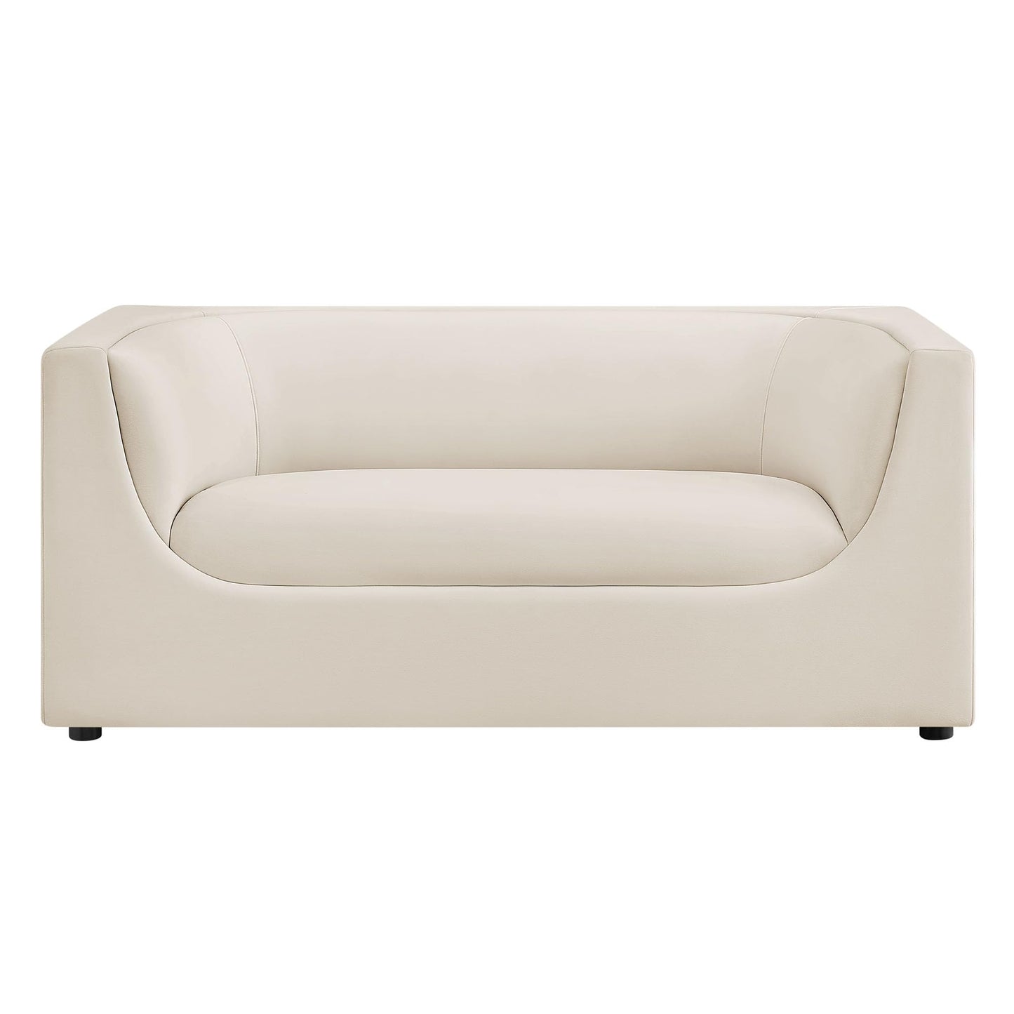Modway Hilda 67 Inch Modern Curved Back Performance Velvet Loveseat in Alabaster – Plush Upholstered 2-Seat Sofa for Living Room, Apartment, Office