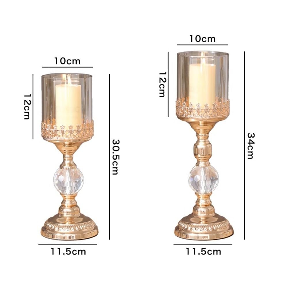 Candlestick Holders Light Luxury Gold Tall Candlestick Metal Glass Dinner Table Decoration Candle Holder Candle Holders(Large)