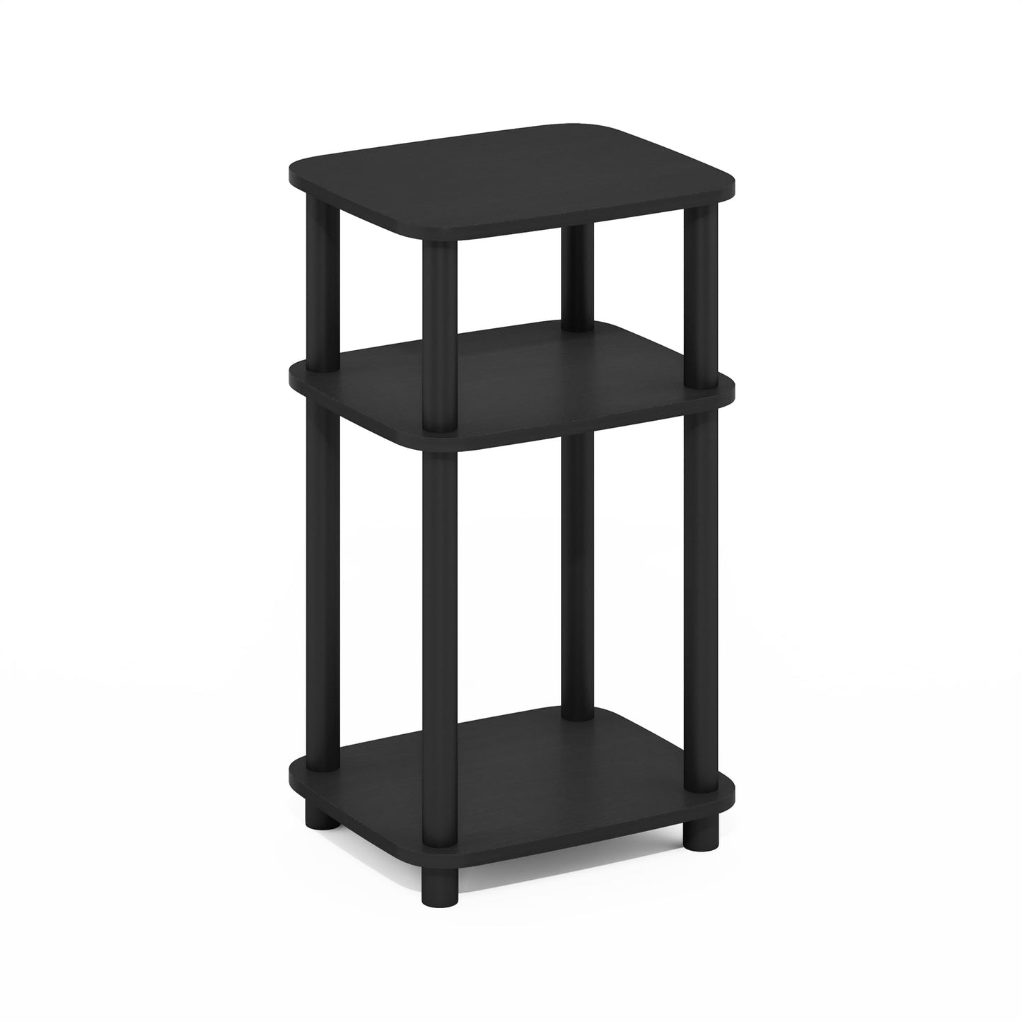 Furinno JUST Night Stand, 3-Tier Turn-N-Tube Nightstand with Open Shelf, Round Curve Corner Side Table, End Table, Easy Assembly, for Living Room, Bedroom, Americano