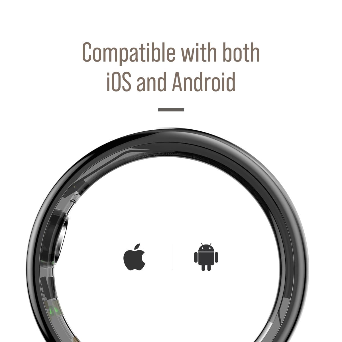 Herz P1 Smart Ring for Women & Men - (Size 9) 24/7 Health Metrics Fitness Ring, Tracks 20+ Biometrics, 6 Day Battery Life, Waterproof Stainless Steel, Free APP for iOS Android, No Subscription