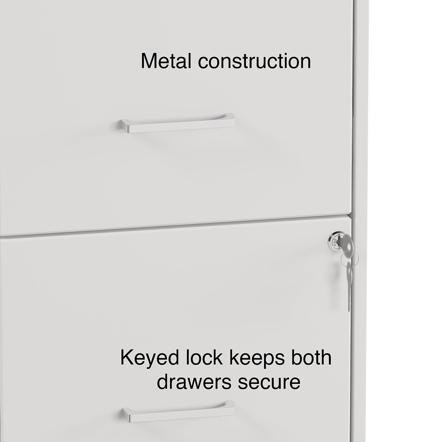 Staples 2-Drawer Vertical File Cabinet, Letter Size Documents, Lockable & Mobile, 18.9" D x 14.3" W x 26.3" H, White